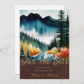 青素朴緑と黄色の水彩林 セーブザデート (正面/裏面)