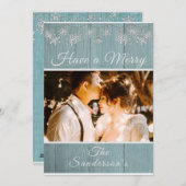 青素朴緑の写真クリスマスホリデーカード シーズンカード (正面/裏面)