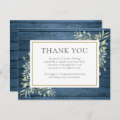 青素朴緑の葬式お祝い サンキューカード (正面/裏面)