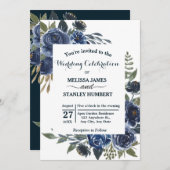 青素朴緑ユーカリ水の色結婚の 招待状 (正面/裏面)