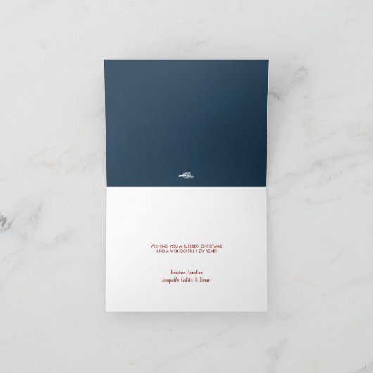 青素朴聖書聖句の休日の写真 シーズンカード (内部)