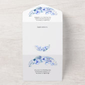 青素朴色の花と結婚果実が一つになる オールインワン招待状 (外側)