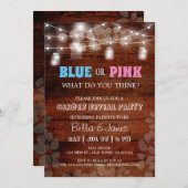 青素朴色またはピンク色の性別がパーティの招待状を明かす 招待状 (正面/裏面)