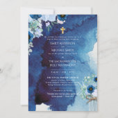 青素朴色カトリック教会結婚会 招待状 (正面)