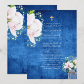青素朴色カトリック教会結婚会 招待状 (正面/裏面)