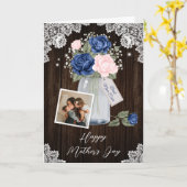 青素朴色ピンクのフローラ写真ハッピーマザーズデイ カード (黄色い花)