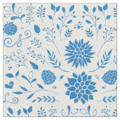 青素朴花柄 ファブリック (クローズアップ)