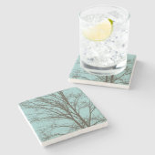 青素朴茶色の木の枝 ストーンコースター (横)