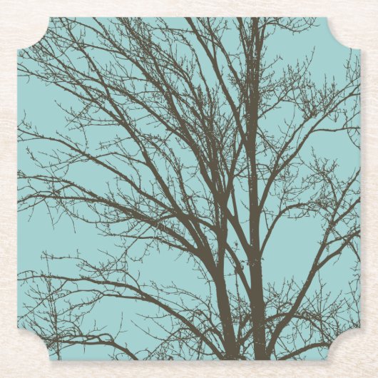 青素朴茶色の木の枝 ペーパーコースター (正面)