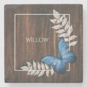 青素朴蝶の石パーソナライズされたコースター ストーンコースター (正面)