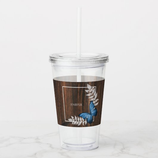 青素朴蝶アクリルパーソナライズされたタンブラー アクリルタンブラー (正面)