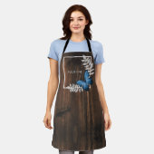 青素朴蝶エプパーソナライズされたロン エプロン (着用した状態)