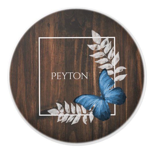 青素朴蝶セパーソナライズされたラミックスノブ セラミックノブ (正面)