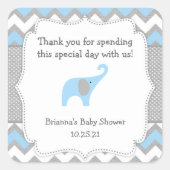 青素朴象の赤ちゃんシャワーの好意ステッカー男の子 スクエアシール (正面)