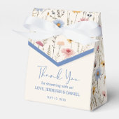 青素朴赤ちゃんシャワーお願いボックス花模様 フェイバーボックス (正面サイド)