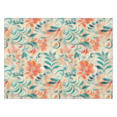 青素朴離れ花と赤橙花 テーブルクロス (正面(横))