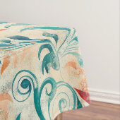 青素朴離れ花と赤橙花 テーブルクロス (インサイチュ)