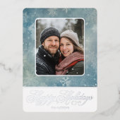 青素朴雪写真冬季休暇 箔シーズンカード (正面)