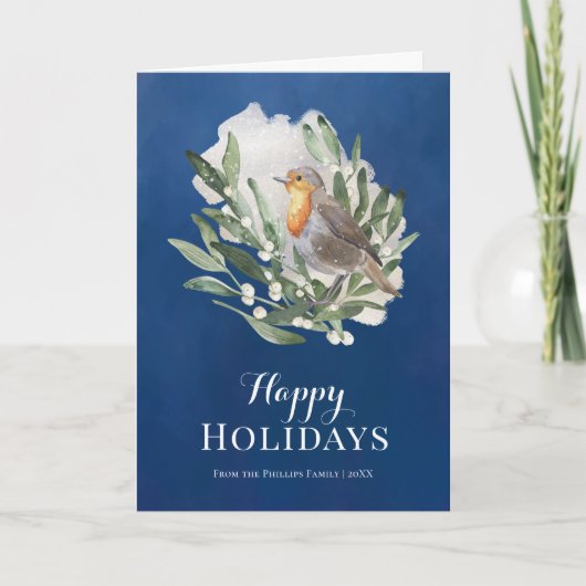 青素朴鳥の非フォトクリスマス シーズンカード (正面)