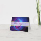 青紫とピンクのコスミッ結婚クスありがとう サンキューカード (正面)