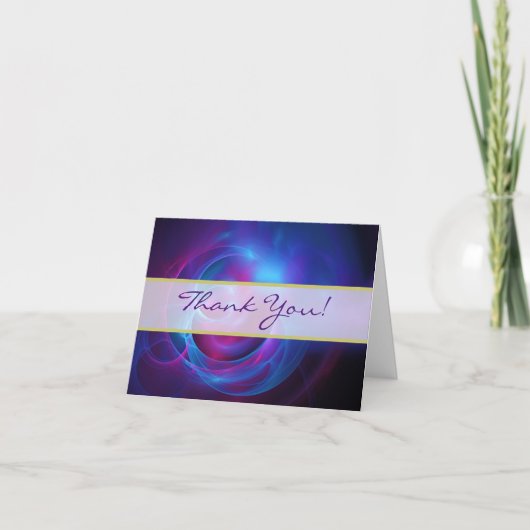 青紫とピンクのコスミッ結婚クスありがとう サンキューカード (正面)