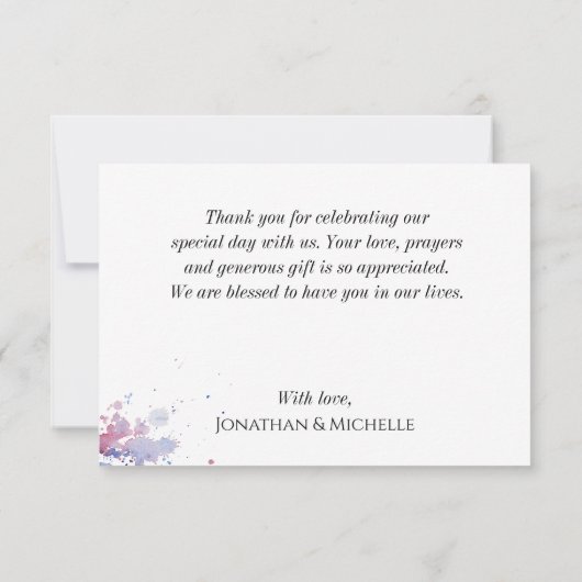 青紫のアイリスガーデン花水彩  サンキューカード (裏面)