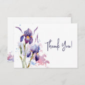 青紫のアイリスガーデン花水彩  サンキューカード (正面/裏面)