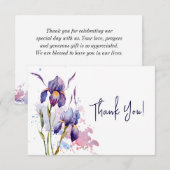 青紫のアイリス園の花の水彩画 サンキューカード (正面/裏面)