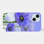 青紫のアネモネの花 iPhone 15ケース (裏面横)