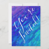 青紫のグラデーションのモダン誕生日パーティー 招待状 (裏面)