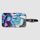 青紫のゴシック水彩ローズアート ラゲッジタグ (正面横)