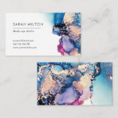 青紫のゴールド水彩インク名刺 名刺 (正面/裏面)