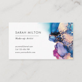 青紫のゴールド水彩インク名刺 名刺