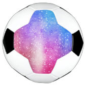 青紫の星空銀河系空 サッカーボール (回転)