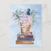 青紫の本と花芸術 ポストカード (正面)