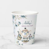 青紫の花のウェディングシャワーティーパーティー 紙コップ (裏面)