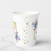 青紫の花のフレーム付きウェディングペーパーカップ 紙コップ (右)