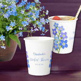 青紫の花のワルワルと呼ばれる花の ブライダルシャワー 紙コップ