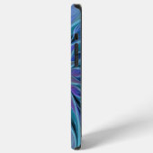 青紫の花の夢の抽象的なフラクタルアート iPhoneケース (左側面)