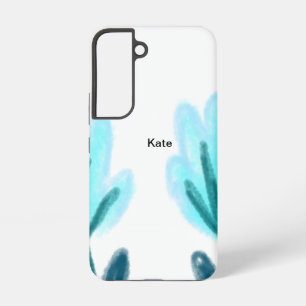 青紫の花の水彩名前テキスト入り SAMSUNG GALAXY S22ケース