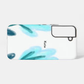 青紫の花の水彩名前テキスト入り SAMSUNG GALAXYケース (裏面横)