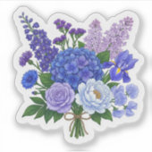 青紫の花束 フローラルステッカー シール (正面)
