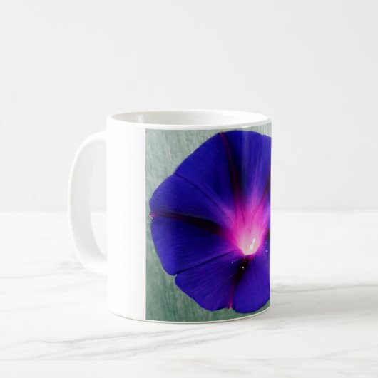 青紫の花柄 コーヒーマグカップ (正面左)
