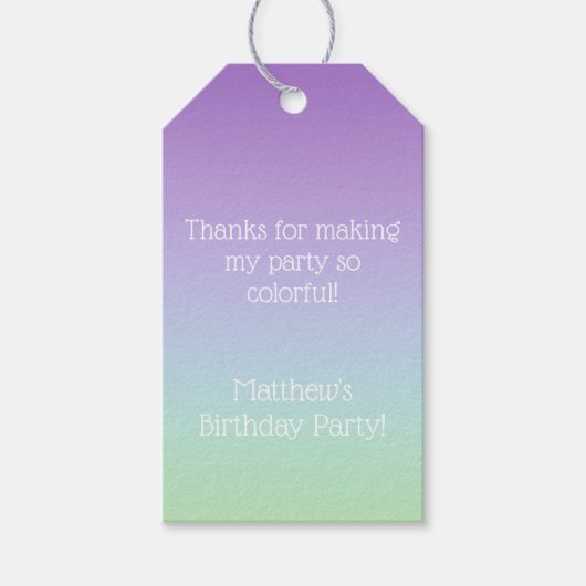 青紫の虹色の少年誕生日ギフトタグ ギフトタグ (正面)