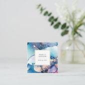 青紫の金ゴールド水彩インク名刺 スクエア名刺 (スタンド正面)