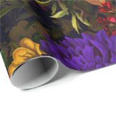 青紫アンティーク濃い黄色の紫の花柄 ラッピングペーパー (ロールコーナー)