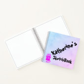 青紫オンブル おもしろ天使ねこ スケッチブック ノートブック (内部)