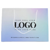 青紫グラデーション カスタム企業ロゴ ラージペーパーバッグ (正面)