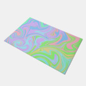 青紫ピンクグリーンパステル渦巻きパターン ドアマット (アングル)