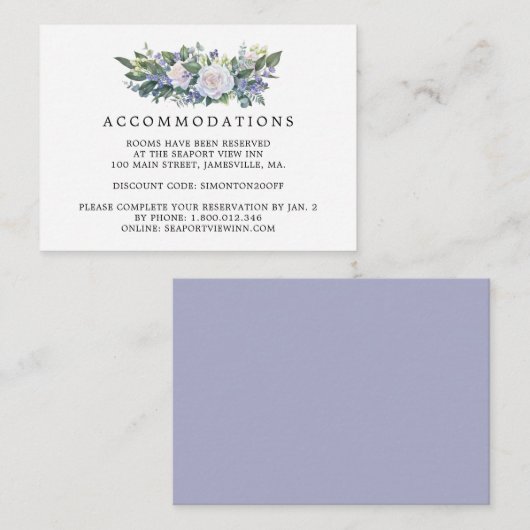 青紫白花のウェディングステイ情報 エンクロージャーカード (正面/裏面)